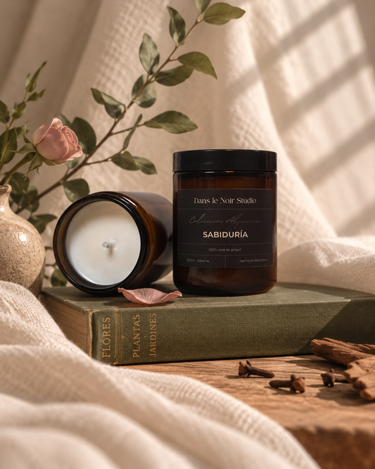 Sabiduría | Vela aromática de ruibarbo, rosa y especias